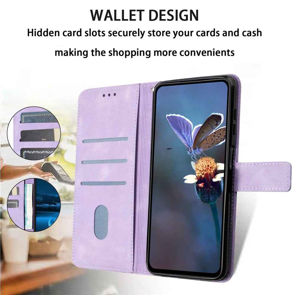 For Samsung Galaxy A57 5G Case Triangle Imprinted Anti-Scratch PU Leather Phone Wallet Cover - Purple
