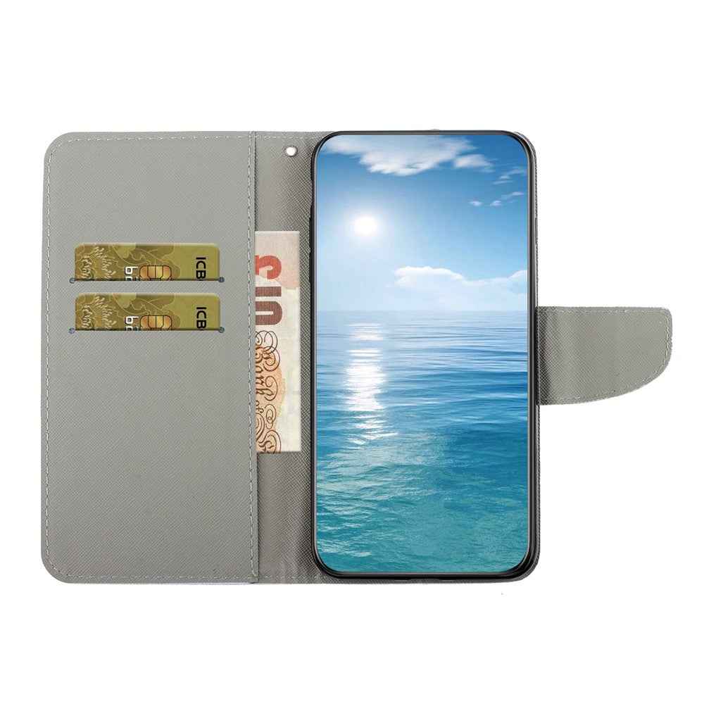 For Samsung Galaxy A57 5G Case Pattern Printing Protective Leather Folio Phone Cover with Wrist Strap - Chrysanthemum