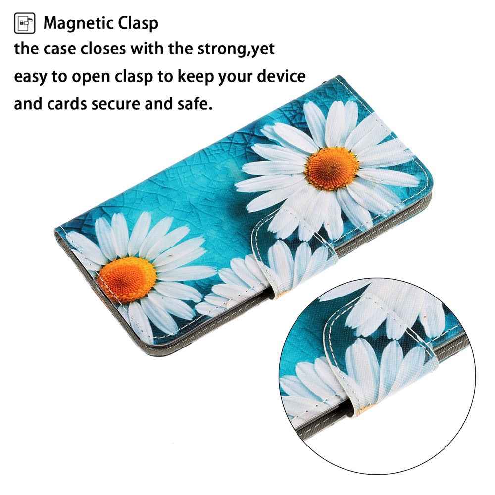 For Samsung Galaxy A57 5G Case Pattern Printing Protective Leather Folio Phone Cover with Wrist Strap - Chrysanthemum