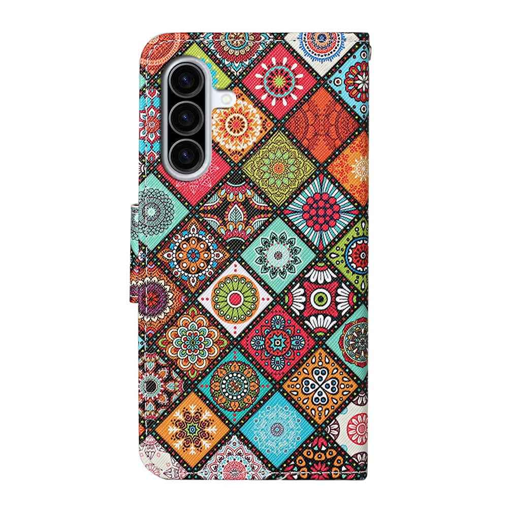 For Samsung Galaxy A57 5G Case Pattern Printing Protective Leather Folio Phone Cover with Wrist Strap - Ethnic Style