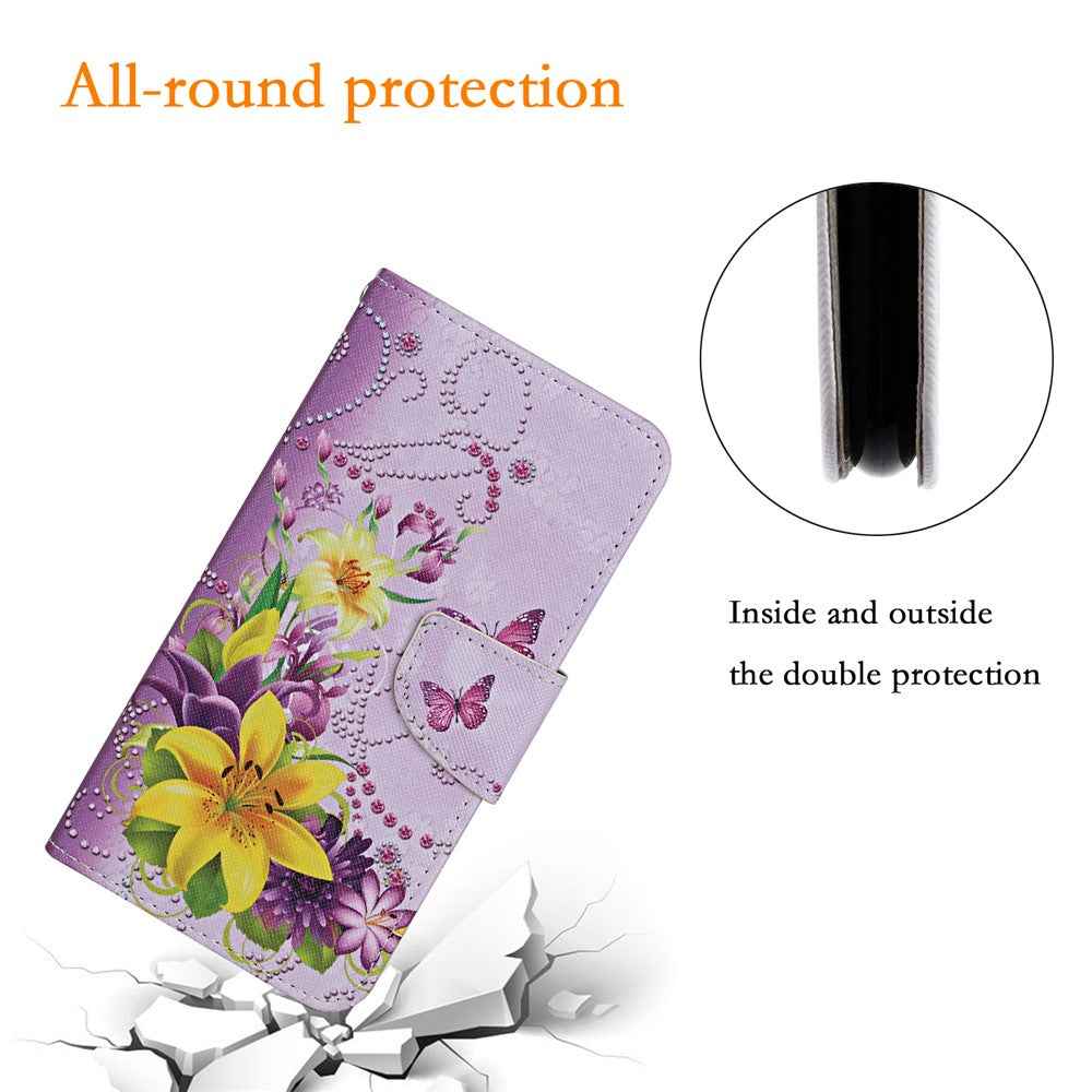 For Samsung Galaxy A57 5G Case Pattern Printing Protective Leather Folio Phone Cover with Wrist Strap - Yellow Butterfly