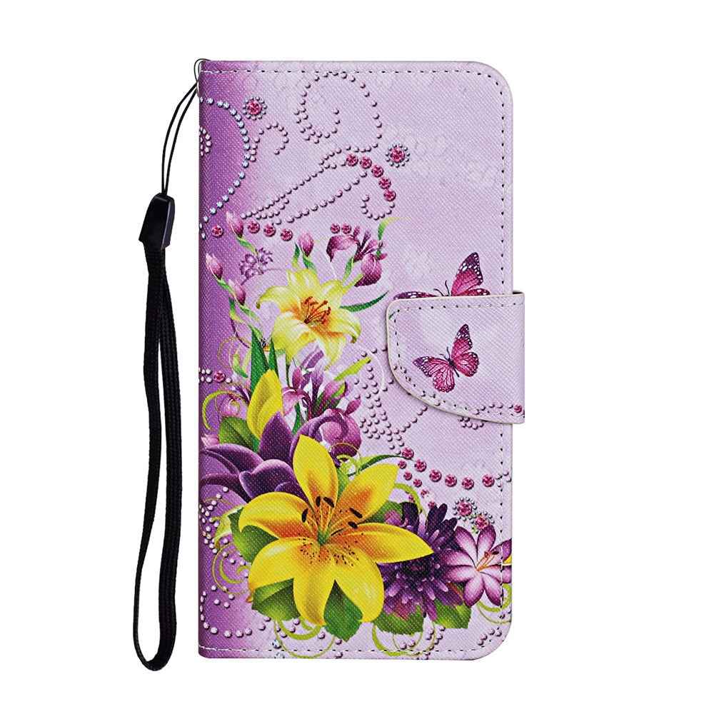 For Samsung Galaxy A57 5G Case Pattern Printing Protective Leather Folio Phone Cover with Wrist Strap - Yellow Butterfly