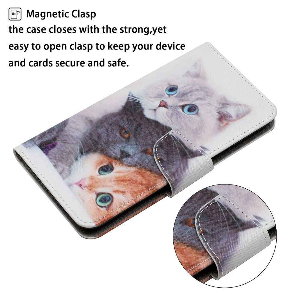 For Samsung Galaxy A57 5G Case Pattern Printing Protective Leather Folio Phone Cover with Wrist Strap - Three Cats