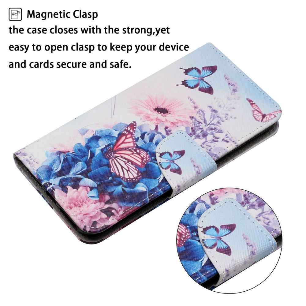For Samsung Galaxy A57 5G Case Pattern Printing Protective Leather Folio Phone Cover with Wrist Strap - Purple Butterfly