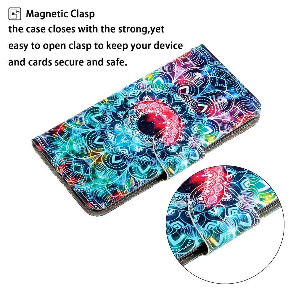 For Samsung Galaxy A57 5G Case Pattern Printing Protective Leather Folio Phone Cover with Wrist Strap - Mandala