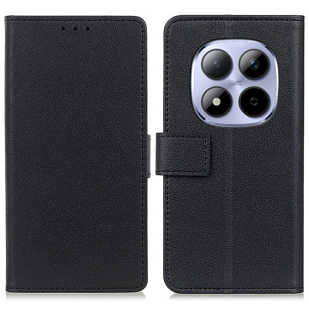 For Xiaomi Redmi Note 15 Pro+ 5G (Global)  /  Poco M8 Pro 5G Case PU Leather Stand Wallet Phone Cover - Black