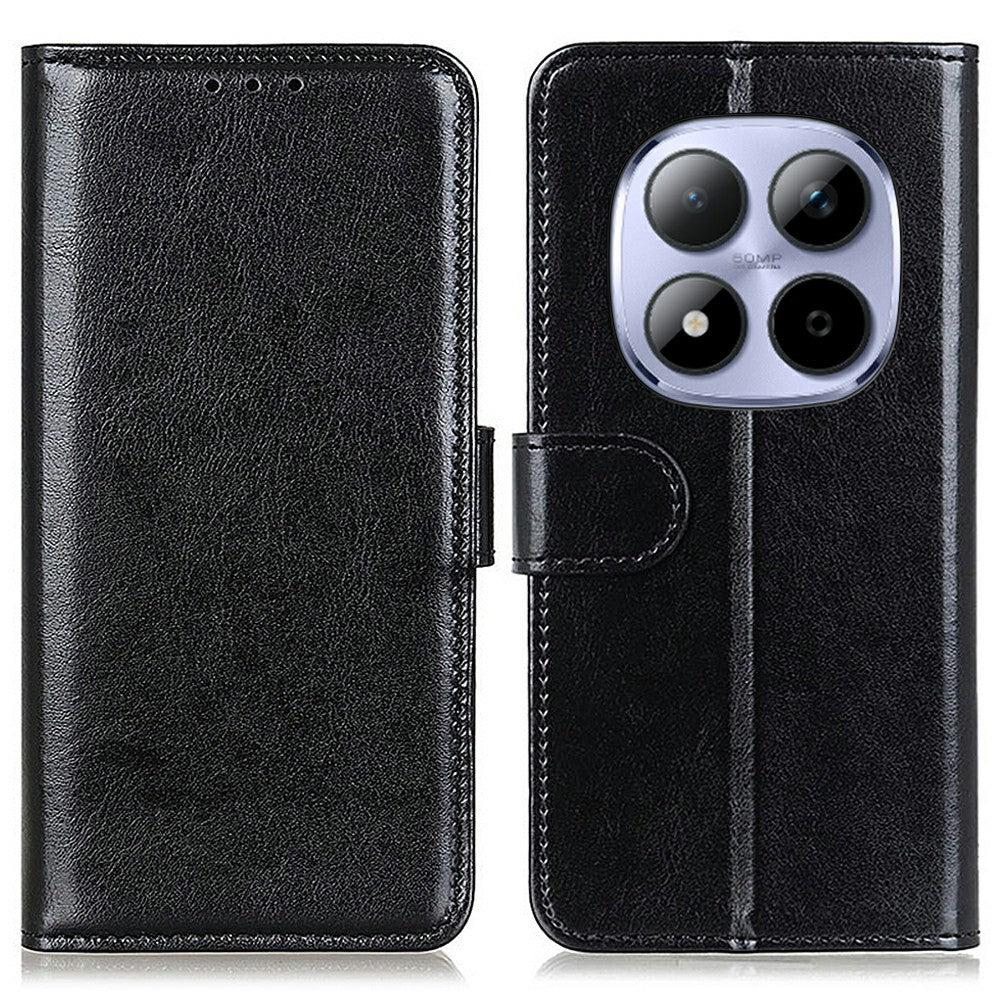 For Xiaomi Redmi Note 15 Pro+ 5G (Global)  /  Poco M8 Pro 5G Case Crazy Horse Texture PU Leather Phone Stand Cover - Black