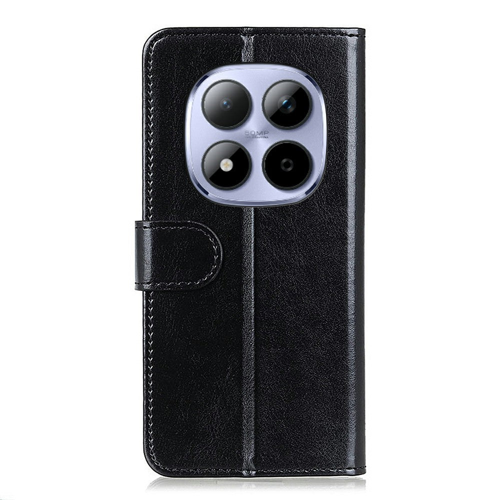 For Xiaomi Redmi Note 15 Pro+ 5G (Global)  /  Poco M8 Pro 5G Case Crazy Horse Texture PU Leather Phone Stand Cover - Black