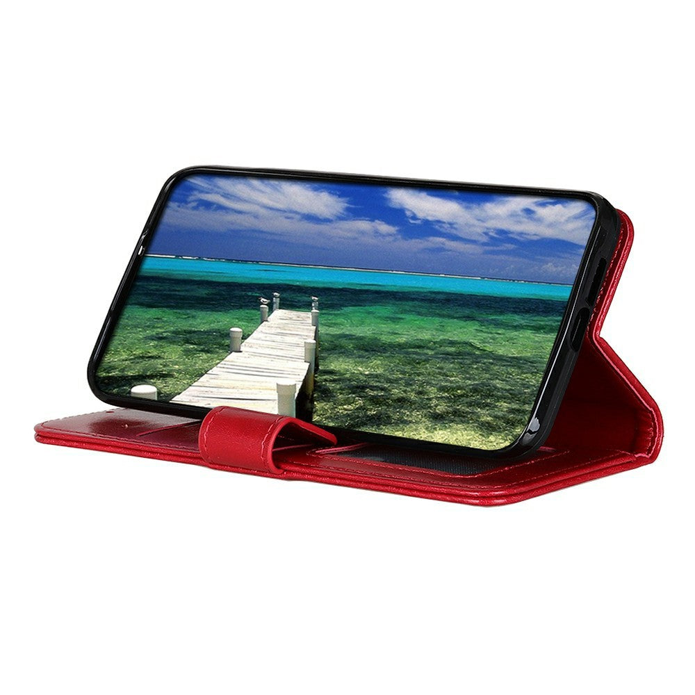 For Xiaomi Redmi Note 15 Pro+ 5G (Global)  /  Poco M8 Pro 5G Case Crazy Horse Texture PU Leather Phone Stand Cover - Red