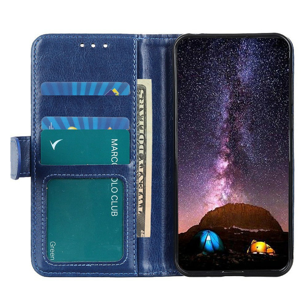 For Xiaomi Redmi Note 15 Pro+ 5G (Global)  /  Poco M8 Pro 5G Case Crazy Horse Texture PU Leather Phone Stand Cover - Blue