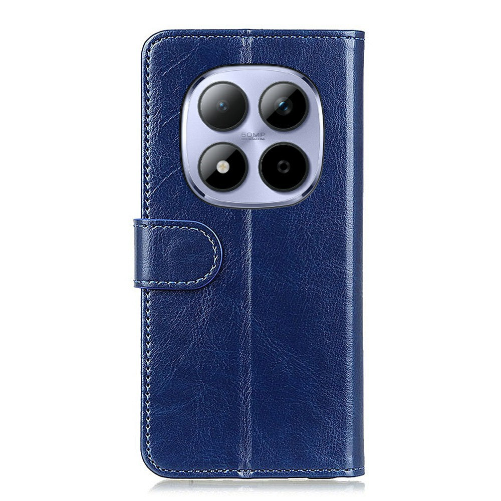 For Xiaomi Redmi Note 15 Pro+ 5G (Global)  /  Poco M8 Pro 5G Case Crazy Horse Texture PU Leather Phone Stand Cover - Blue