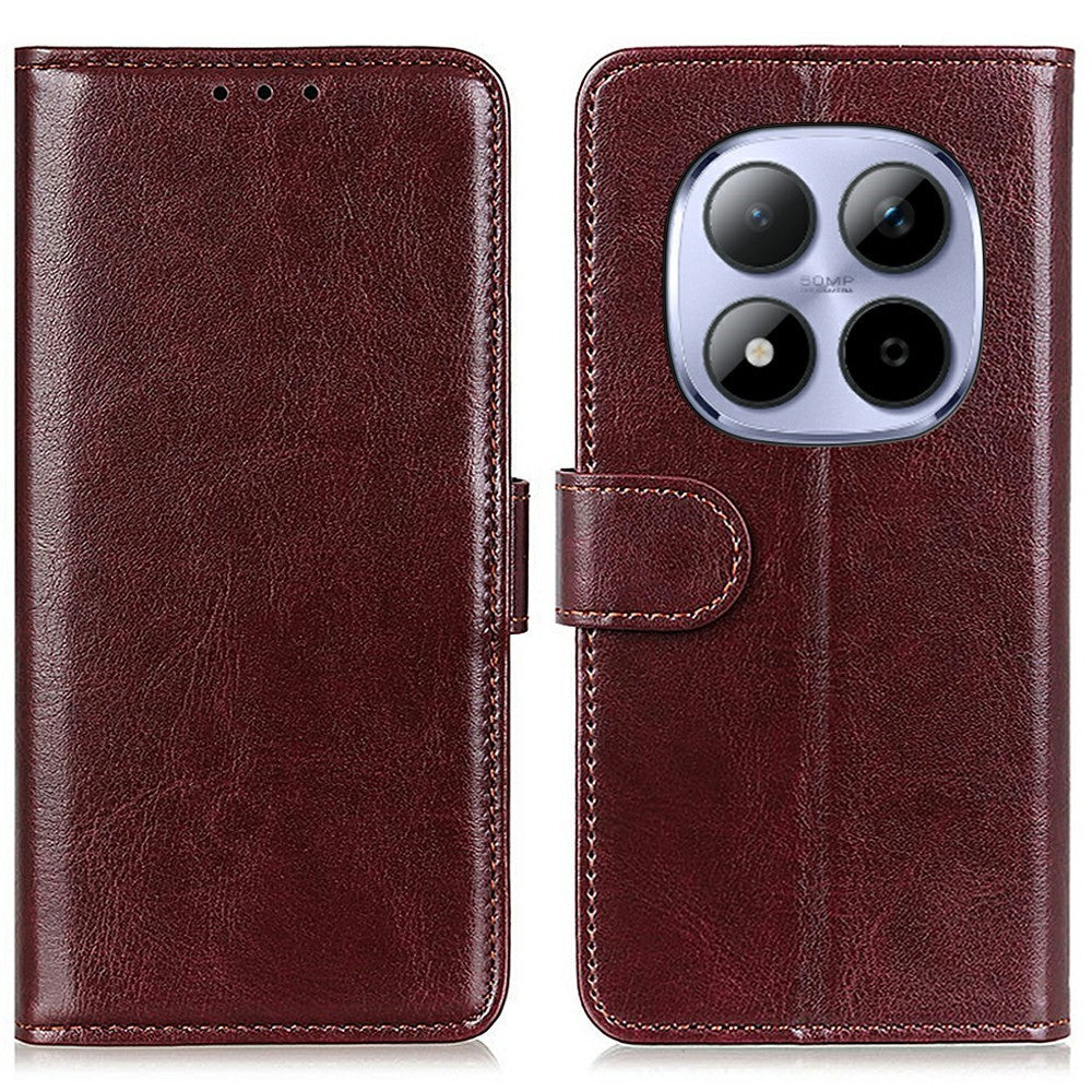 For Xiaomi Redmi Note 15 Pro+ 5G (Global)  /  Poco M8 Pro 5G Case Crazy Horse Texture PU Leather Phone Stand Cover - Brown