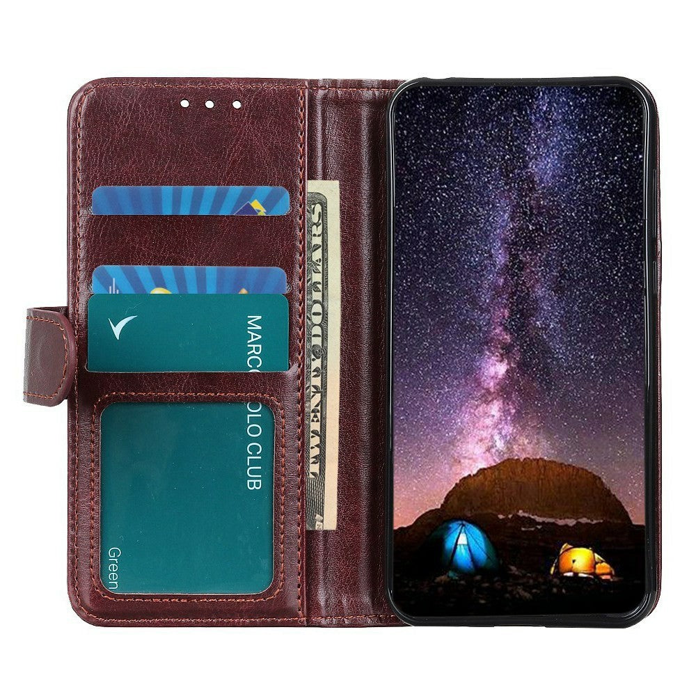 For Xiaomi Redmi Note 15 Pro+ 5G (Global)  /  Poco M8 Pro 5G Case Crazy Horse Texture PU Leather Phone Stand Cover - Brown