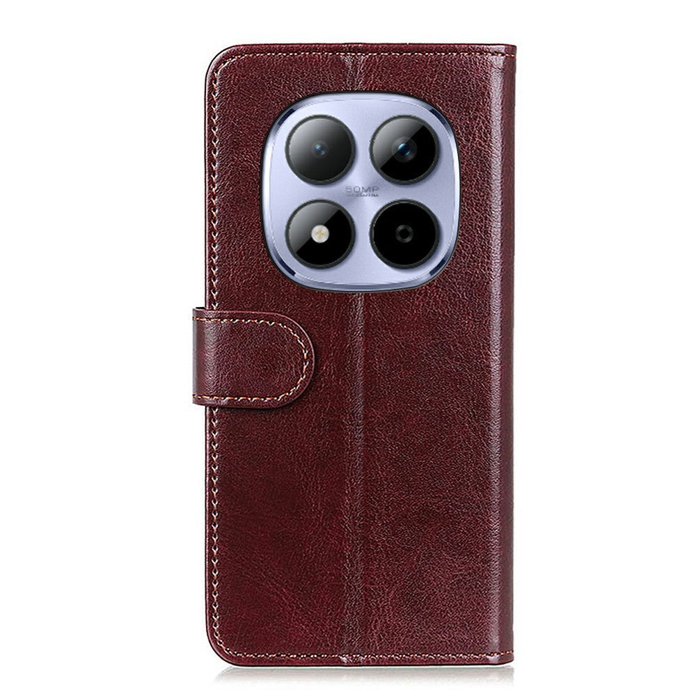 For Xiaomi Redmi Note 15 Pro+ 5G (Global)  /  Poco M8 Pro 5G Case Crazy Horse Texture PU Leather Phone Stand Cover - Brown