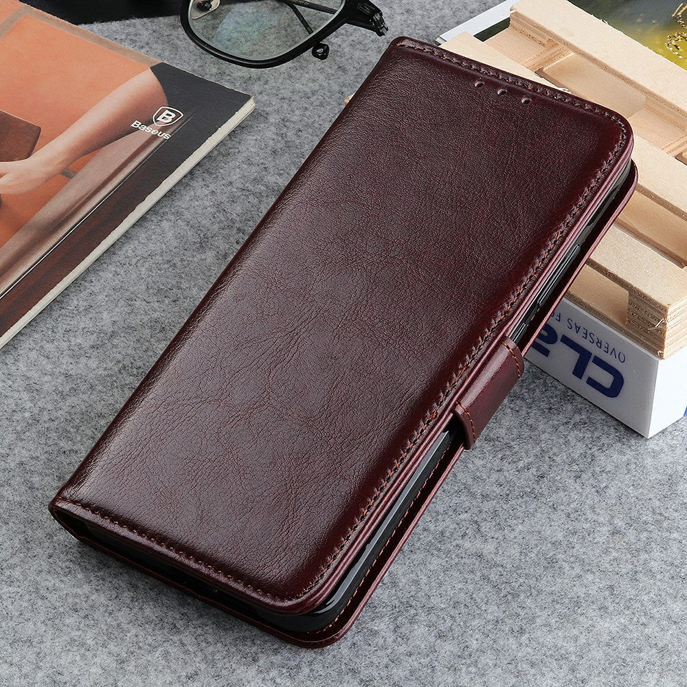 For Xiaomi Redmi Note 15 Pro+ 5G (Global)  /  Poco M8 Pro 5G Case Crazy Horse Texture PU Leather Phone Stand Cover - Brown