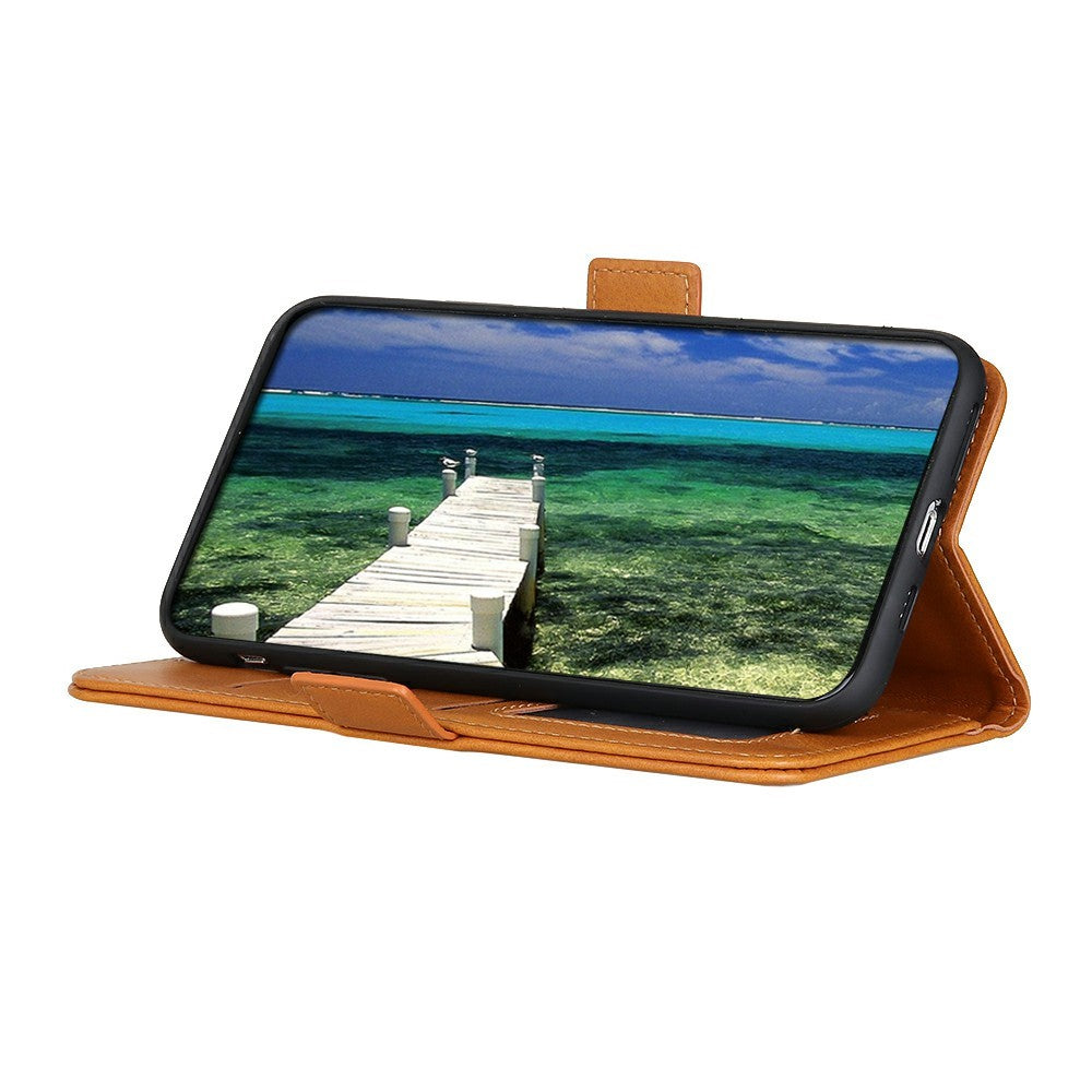 For Xiaomi Redmi Note 15 Pro+ 5G (Global)  /  Poco M8 Pro 5G Case Stand Cowhide Texture PU Leather Phone Cover - Yellow