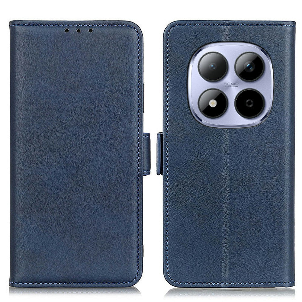 For Xiaomi Redmi Note 15 Pro+ 5G (Global)  /  Poco M8 Pro 5G Case Stand Cowhide Texture PU Leather Phone Cover - Blue