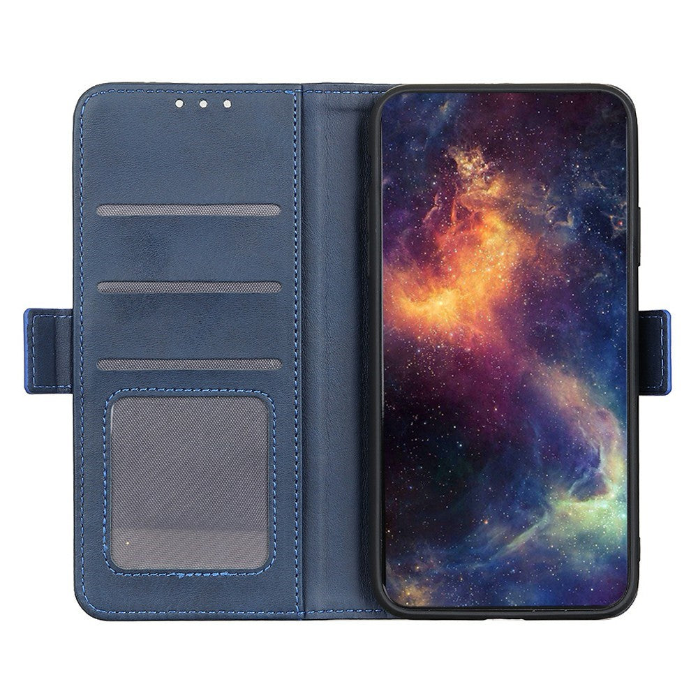 For Xiaomi Redmi Note 15 Pro+ 5G (Global)  /  Poco M8 Pro 5G Case Stand Cowhide Texture PU Leather Phone Cover - Blue