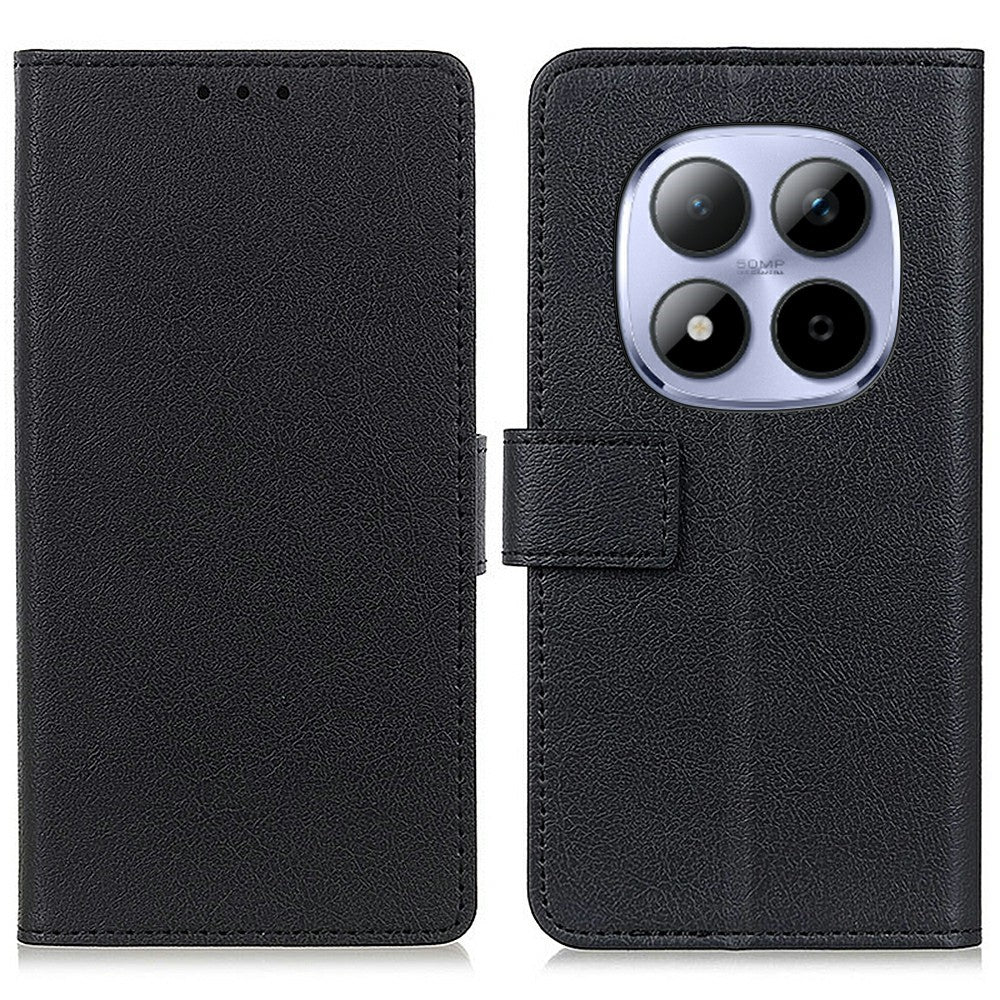 For Xiaomi Redmi Note 15 Pro 4G (Global) Case PU Leather Stand Wallet Phone Cover - Black