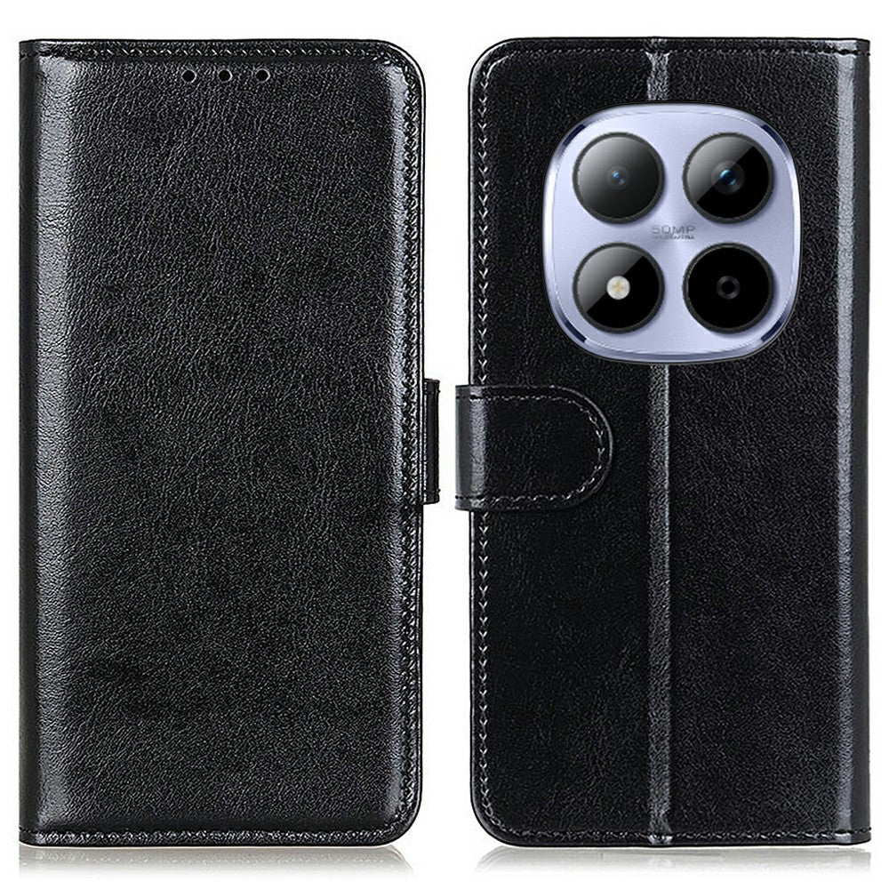 For Xiaomi Redmi Note 15 Pro 4G (Global) Case Crazy Horse Texture PU Leather Phone Stand Cover - Black