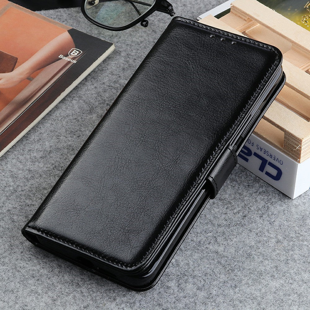 For Xiaomi Redmi Note 15 Pro 4G (Global) Case Crazy Horse Texture PU Leather Phone Stand Cover - Black