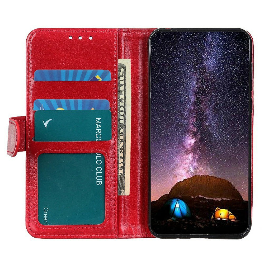 For Xiaomi Redmi Note 15 Pro 4G (Global) Case Crazy Horse Texture PU Leather Phone Stand Cover - Red