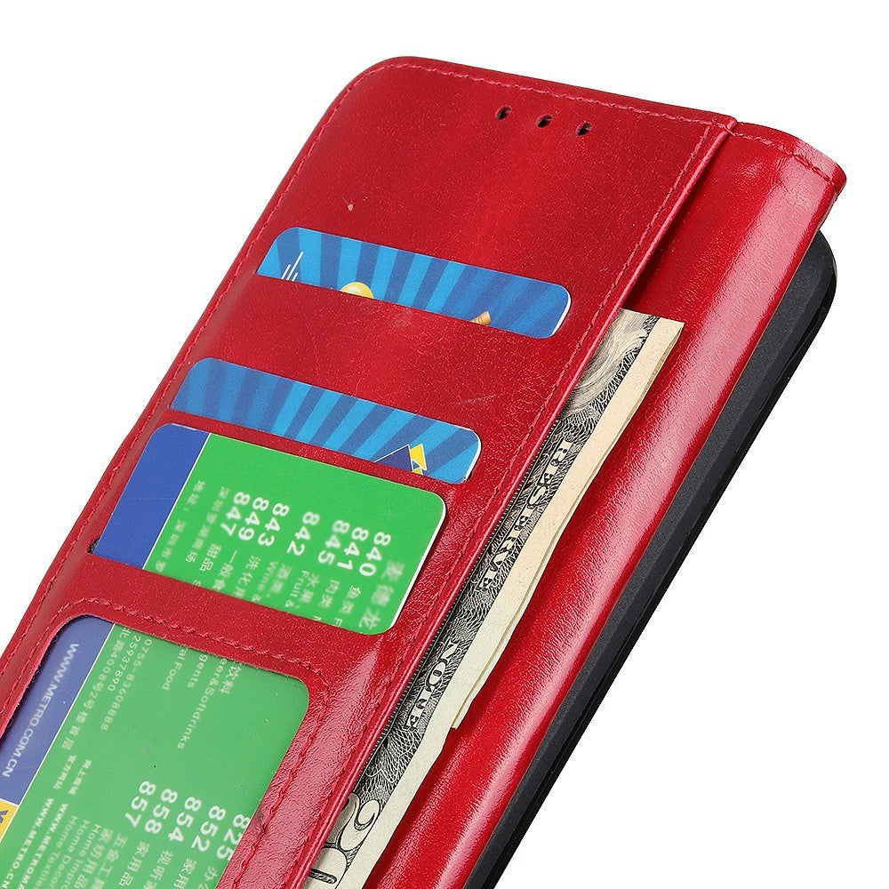 For Xiaomi Redmi Note 15 Pro 4G (Global) Case Crazy Horse Texture PU Leather Phone Stand Cover - Red