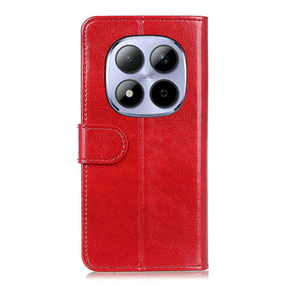 For Xiaomi Redmi Note 15 Pro 4G (Global) Case Crazy Horse Texture PU Leather Phone Stand Cover - Red
