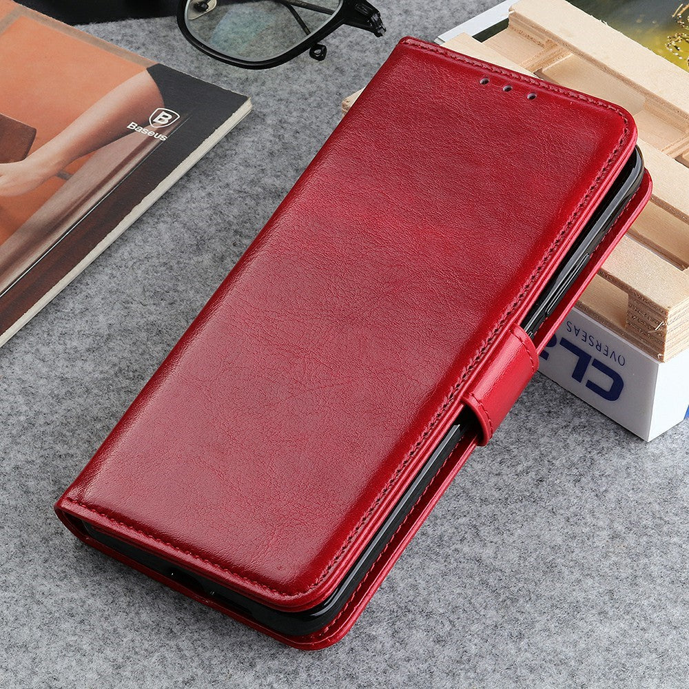 For Xiaomi Redmi Note 15 Pro 4G (Global) Case Crazy Horse Texture PU Leather Phone Stand Cover - Red