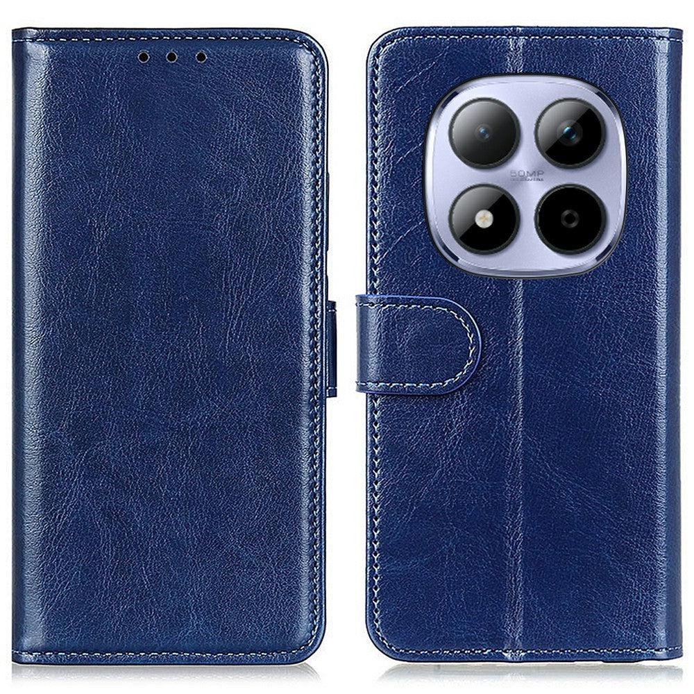 For Xiaomi Redmi Note 15 Pro 4G (Global) Case Crazy Horse Texture PU Leather Phone Stand Cover - Blue