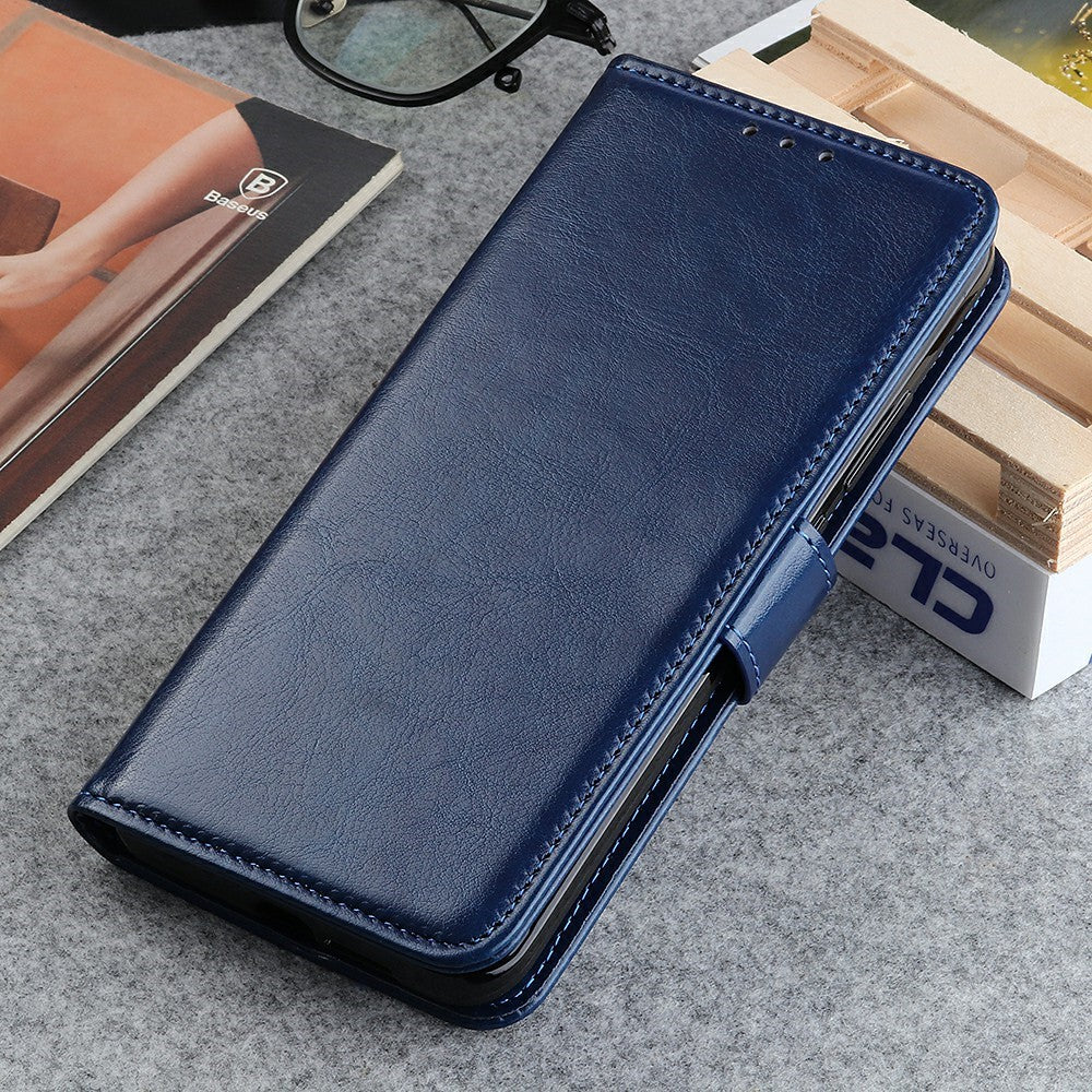 For Xiaomi Redmi Note 15 Pro 4G (Global) Case Crazy Horse Texture PU Leather Phone Stand Cover - Blue