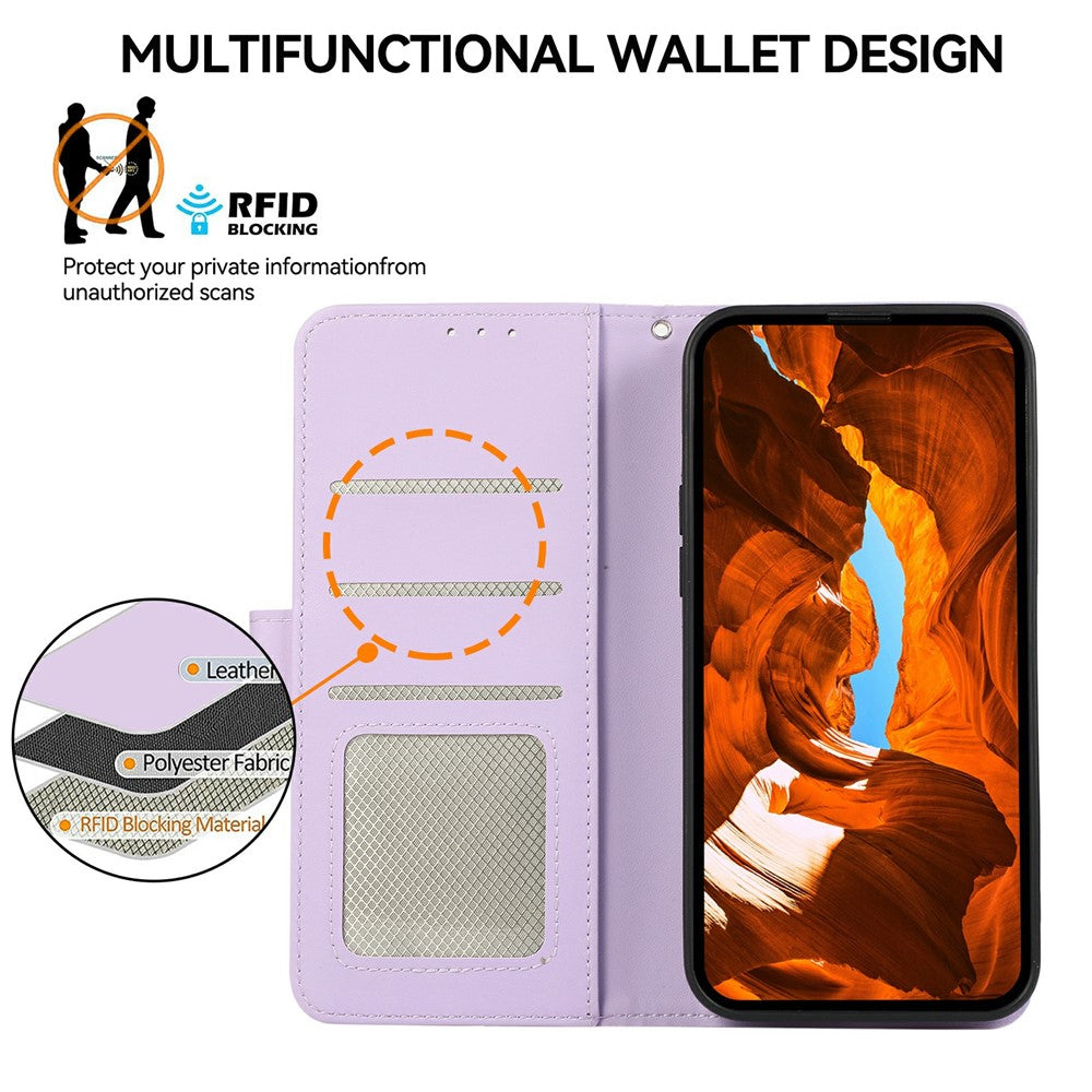 For Xiaomi Redmi Note 15 Pro+ 5G (Global)  /  Poco M8 Pro 5G Case RFID Blocking Flip Leather Phone Cover - Purple