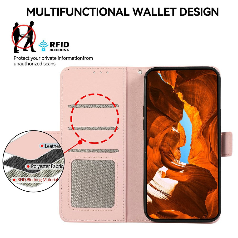 ABEEL For Xiaomi Redmi Note 15 Pro+ 5G (Global)  /  Poco M8 Pro 5G Case Leather Phone Cover with RFID Blocking Wallet - Pink