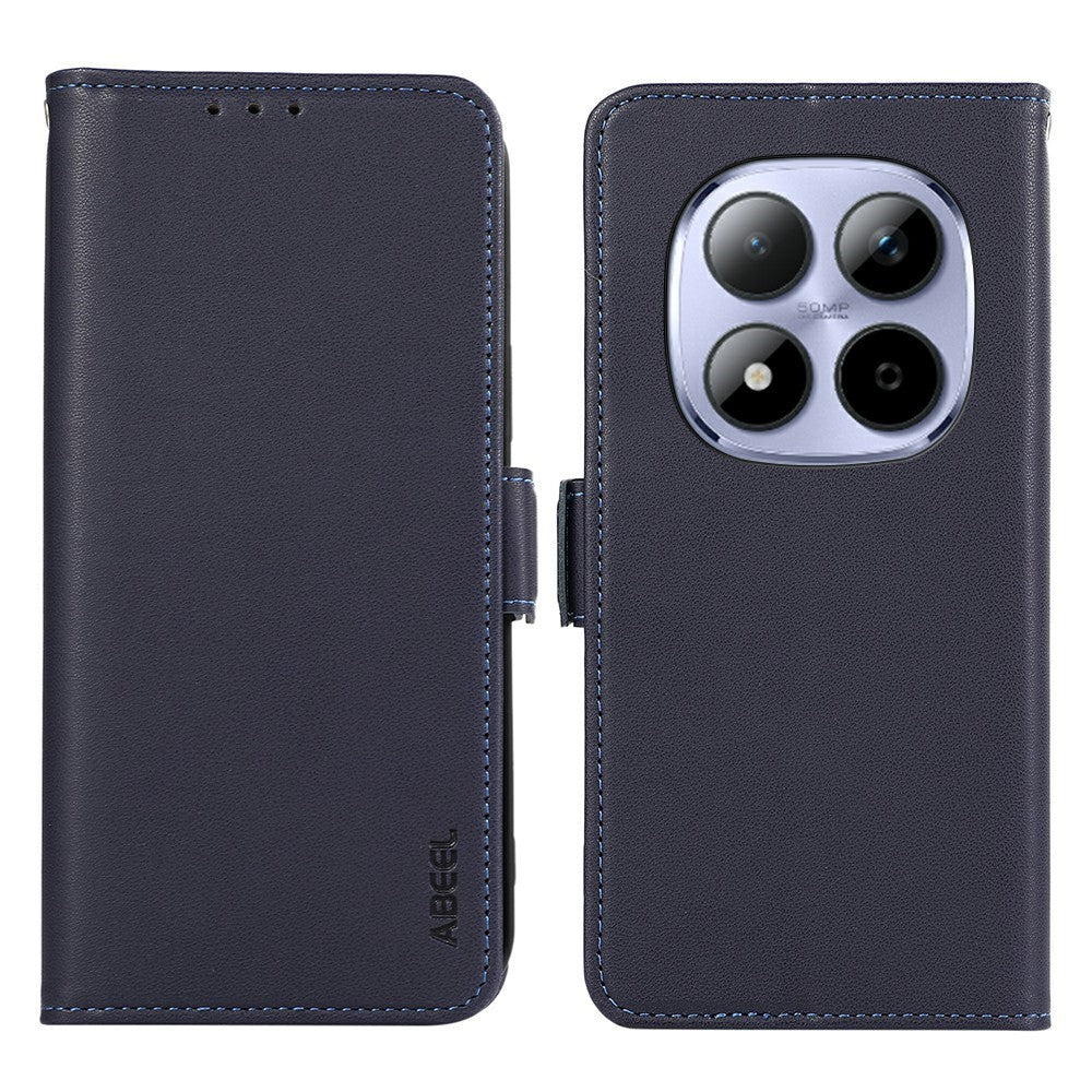 ABEEL For Xiaomi Redmi Note 15 Pro+ 5G (Global)  /  Poco M8 Pro 5G Case Leather Phone Cover with RFID Blocking Wallet - Blue