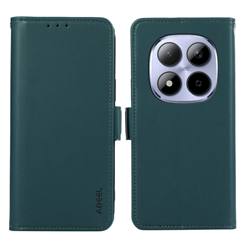 ABEEL For Xiaomi Redmi Note 15 Pro+ 5G (Global)  /  Poco M8 Pro 5G Case Leather Phone Cover with RFID Blocking Wallet - Green