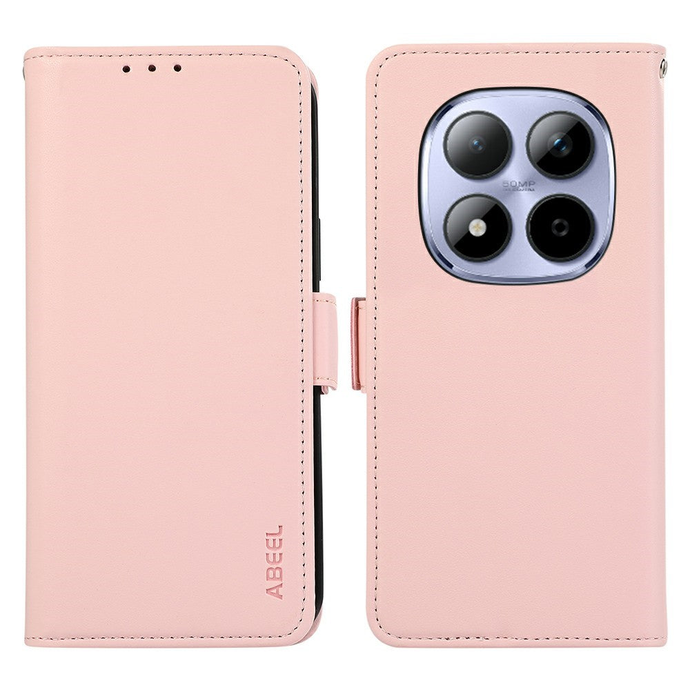 ABEEL For Xiaomi Redmi Note 15 Pro 4G (Global) Case Leather Phone Cover with RFID Blocking Wallet - Pink