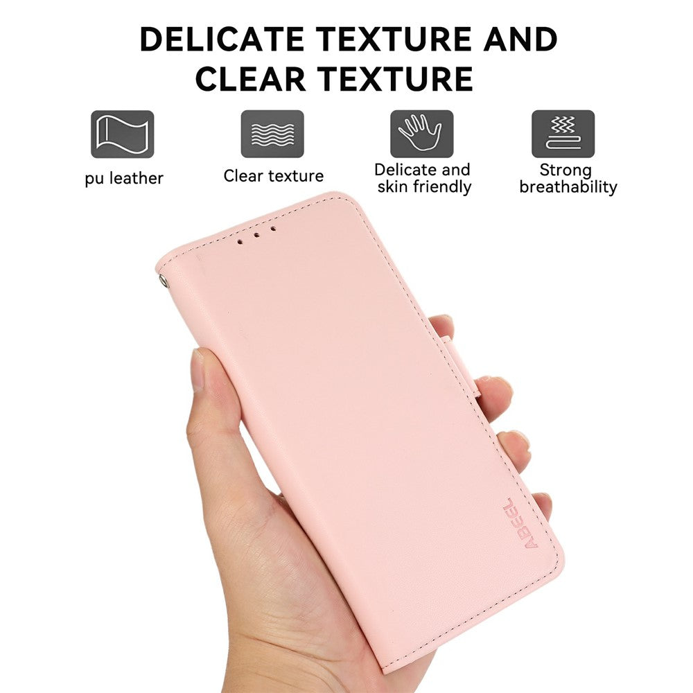 ABEEL For Xiaomi Redmi Note 15 Pro 4G (Global) Case Leather Phone Cover with RFID Blocking Wallet - Pink