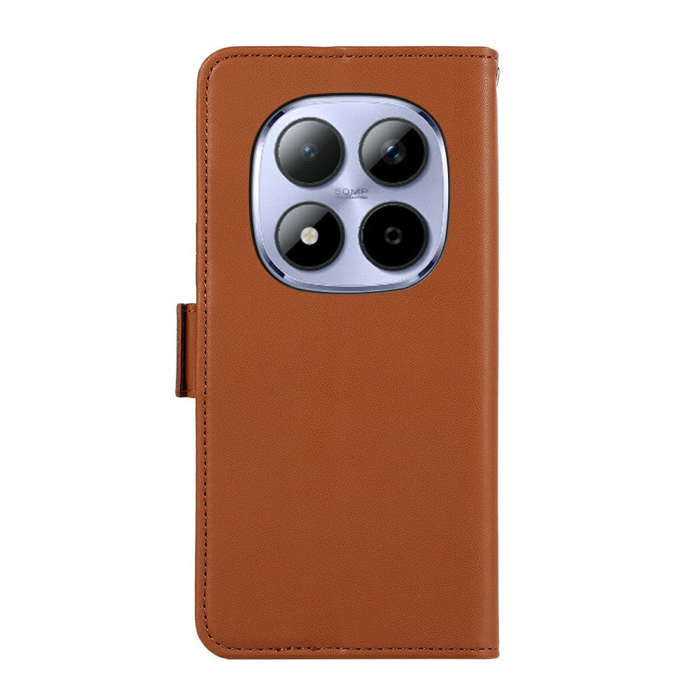 ABEEL For Xiaomi Redmi Note 15 Pro 4G (Global) Case Leather Phone Cover with RFID Blocking Wallet - Brown