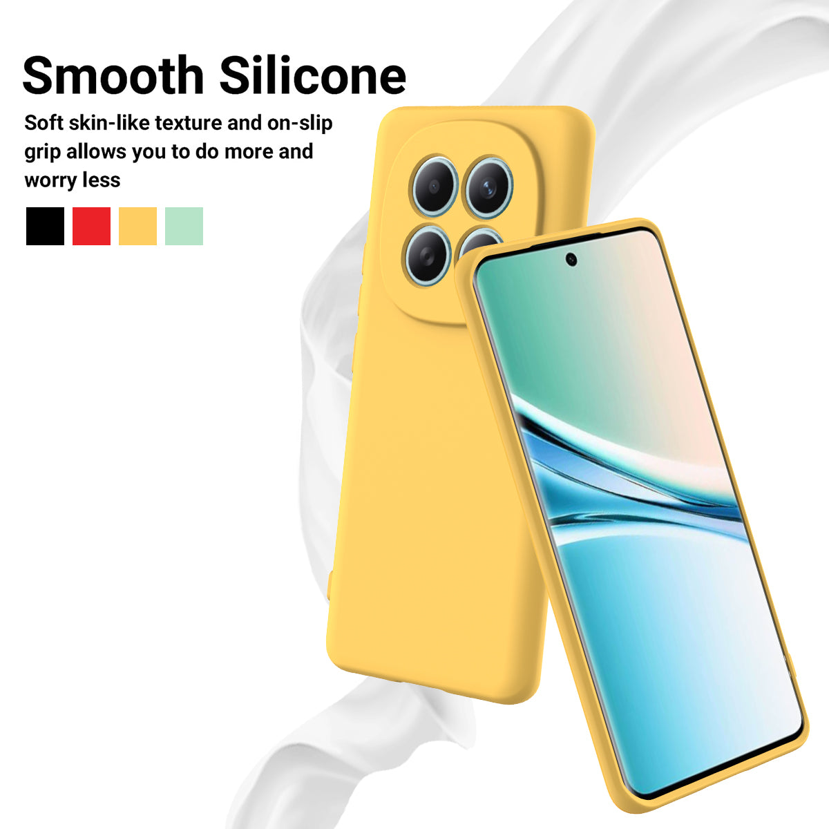 For Xiaomi Redmi Note 15 4G (Global) Liquid Silicone Case Phone Back Cover with Hand Strap - Yellow