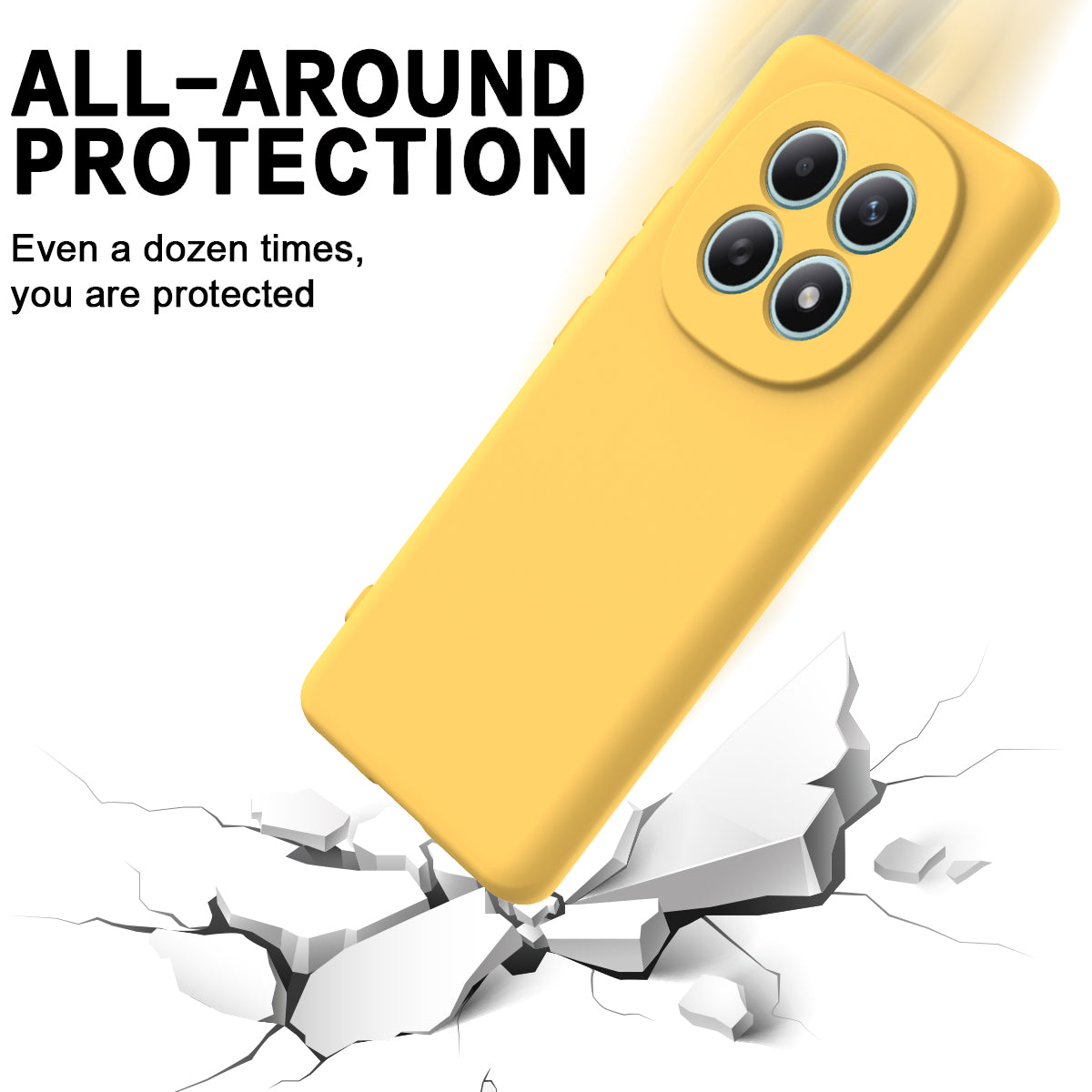 For Xiaomi Redmi Note 15 4G (Global) Liquid Silicone Case Phone Back Cover with Hand Strap - Yellow