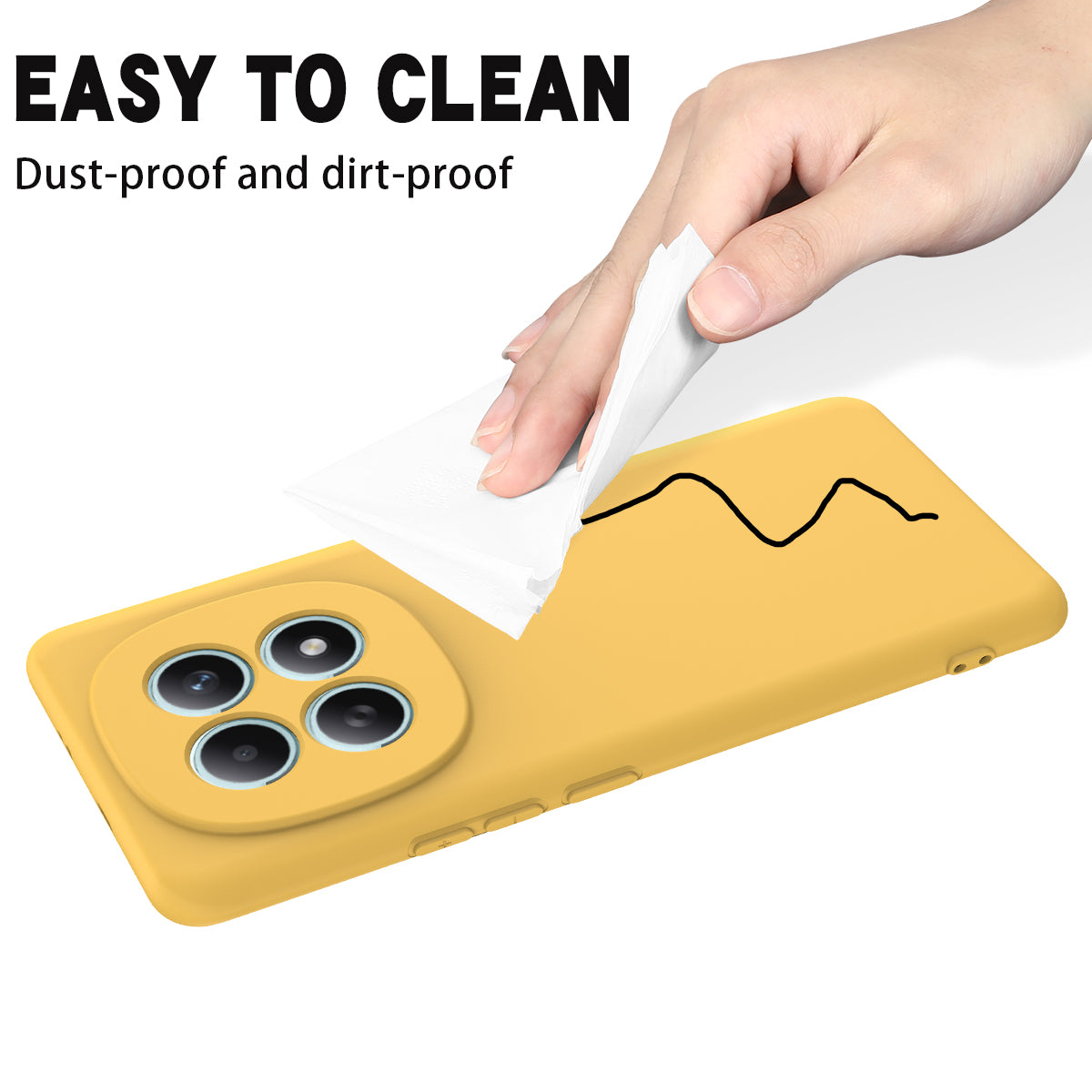 For Xiaomi Redmi Note 15 4G (Global) Liquid Silicone Case Phone Back Cover with Hand Strap - Yellow
