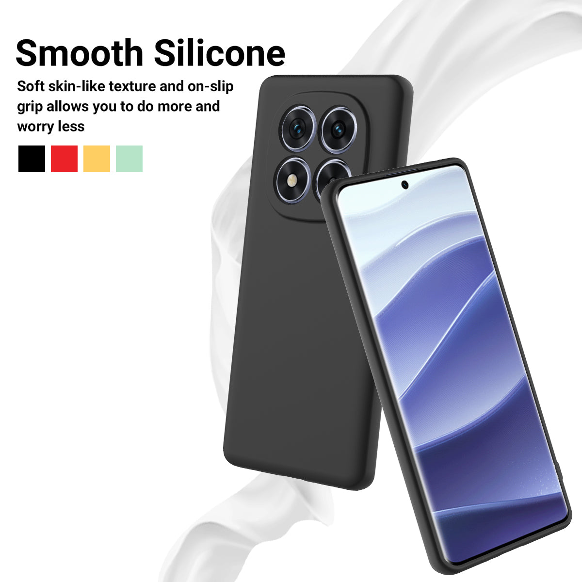 For Xiaomi Redmi Note 15 Pro 5G (Global) Liquid Silicone Case Phone Back Cover with Hand Strap - Black