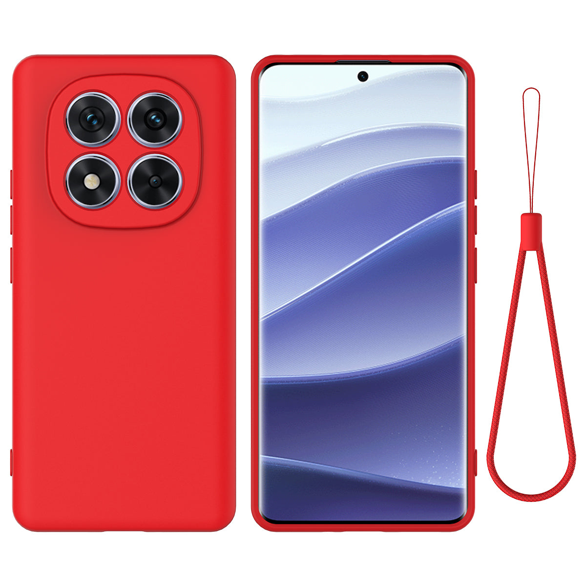 For Xiaomi Redmi Note 15 Pro 5G (Global) Liquid Silicone Case Phone Back Cover with Hand Strap - Red