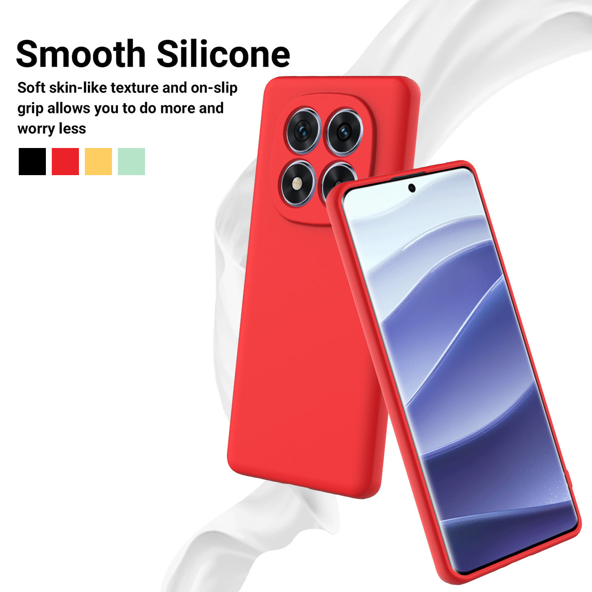 For Xiaomi Redmi Note 15 Pro 5G (Global) Liquid Silicone Case Phone Back Cover with Hand Strap - Red