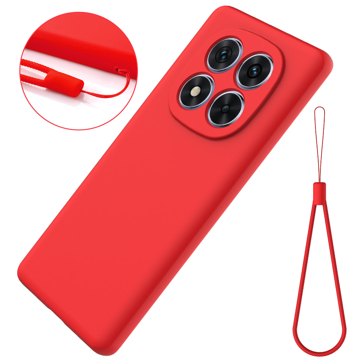 For Xiaomi Redmi Note 15 Pro 5G (Global) Liquid Silicone Case Phone Back Cover with Hand Strap - Red