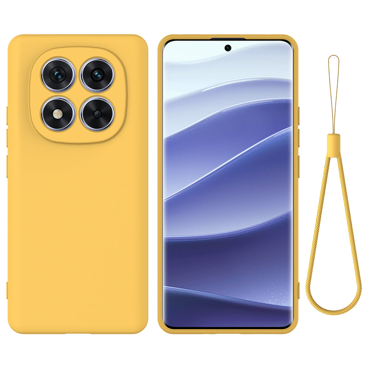 For Xiaomi Redmi Note 15 Pro 5G (Global) Liquid Silicone Case Phone Back Cover with Hand Strap - Yellow