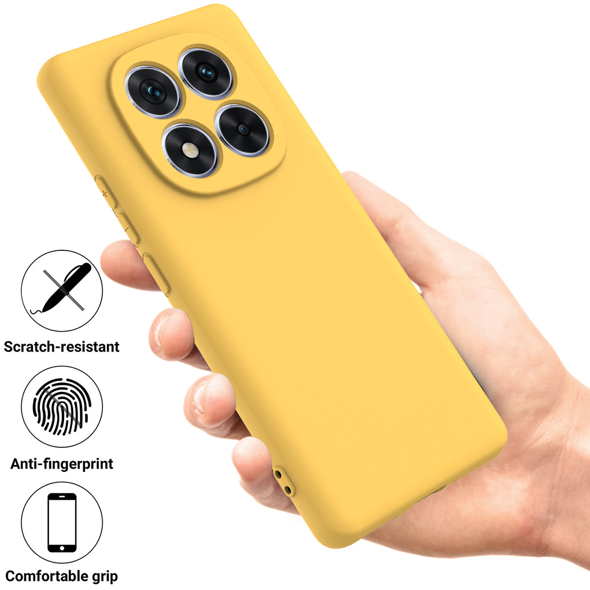 For Xiaomi Redmi Note 15 Pro 5G (Global) Liquid Silicone Case Phone Back Cover with Hand Strap - Yellow