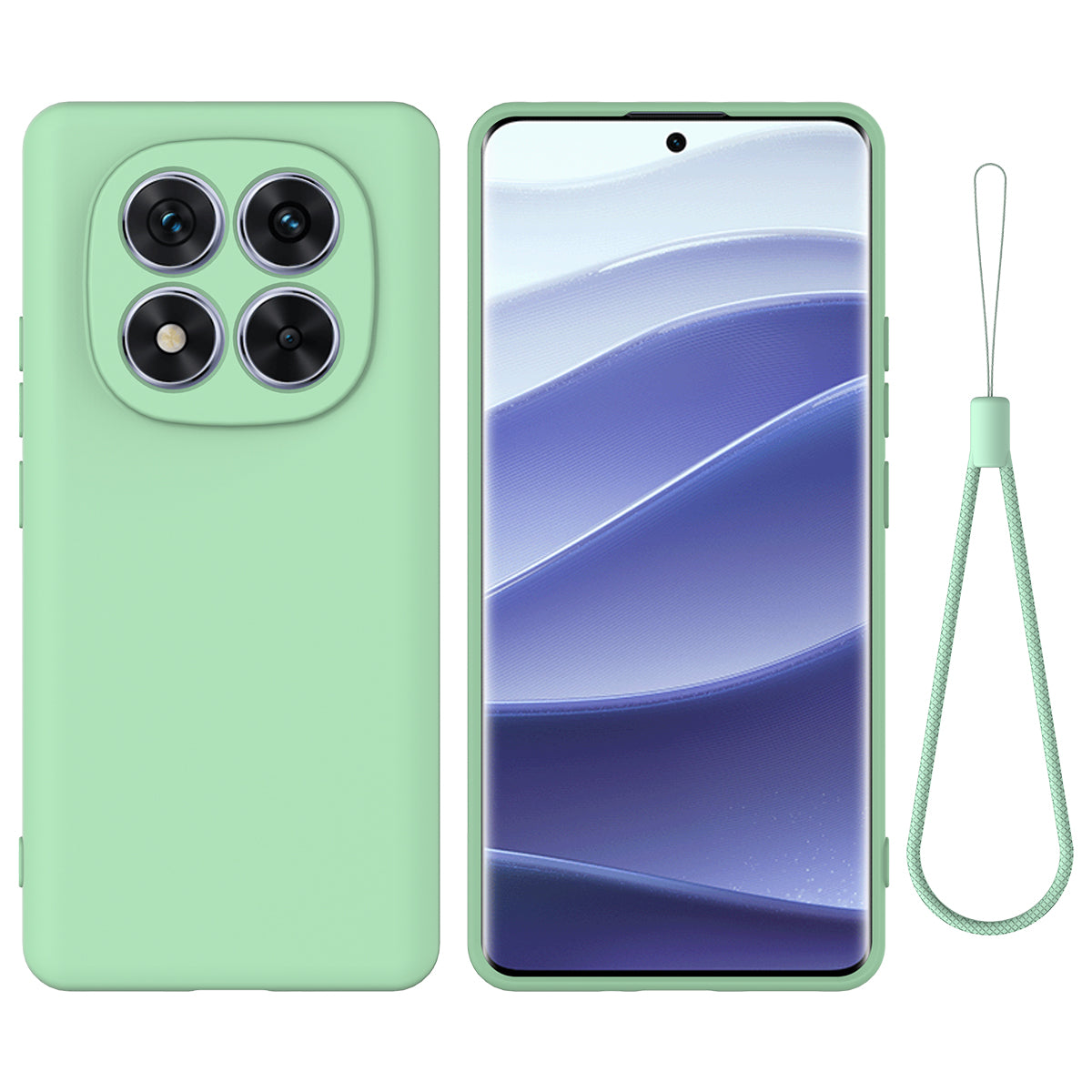 For Xiaomi Redmi Note 15 Pro 5G (Global) Liquid Silicone Case Phone Back Cover with Hand Strap - Green