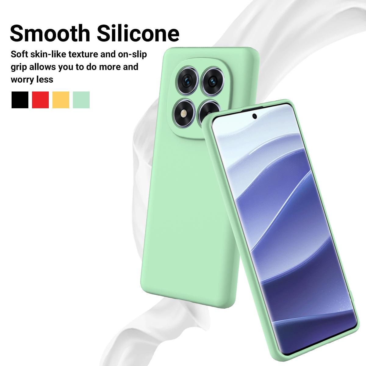 For Xiaomi Redmi Note 15 Pro 5G (Global) Liquid Silicone Case Phone Back Cover with Hand Strap - Green