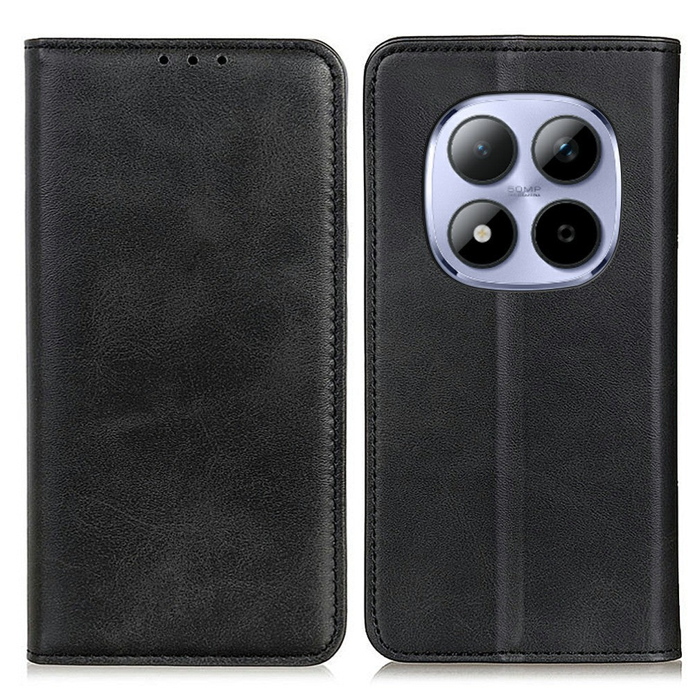 For Xiaomi Redmi Note 15 Pro 4G (Global) Case Cowhide Texture Split Leather Flip Wallet Phone Cover - Black